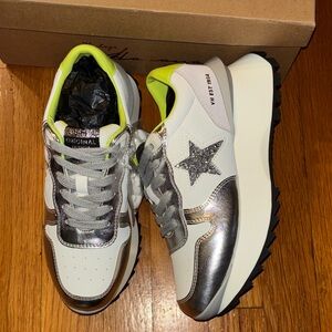 Vintage Havana Major Star Sneakers Silver & White Accents Neon Yellow  sz 6 New